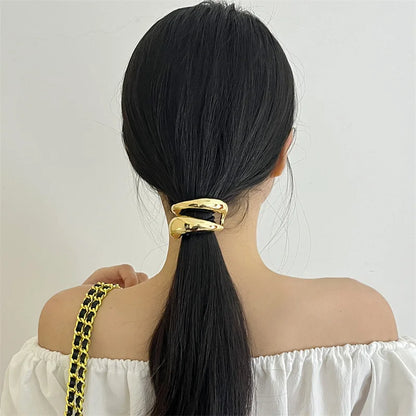 XIALUOKE Metal Smooth Elastic Hair Loop HairBands for Women Girl Unique Hair Pin