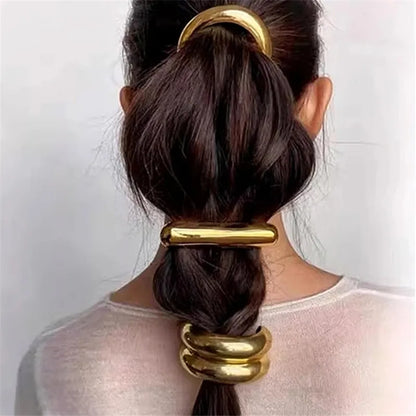 XIALUOKE Metal Smooth Elastic Hair Loop HairBands for Women Girl Unique Hair Pin