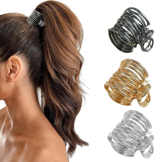 Fashion Gold Color Hollow Geometric Hair Clips Metal Hair